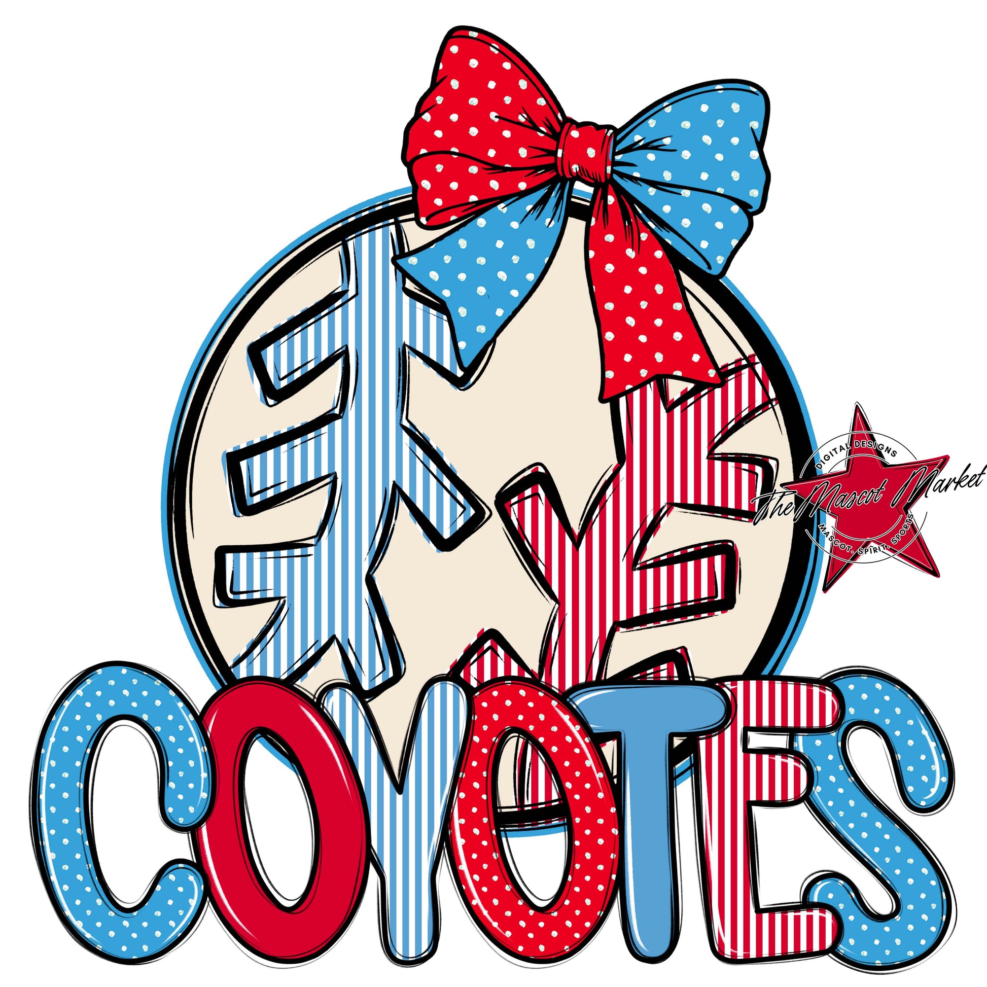 Coyotes Baseball-Softball Spirit Design-Carolina Blue & Red