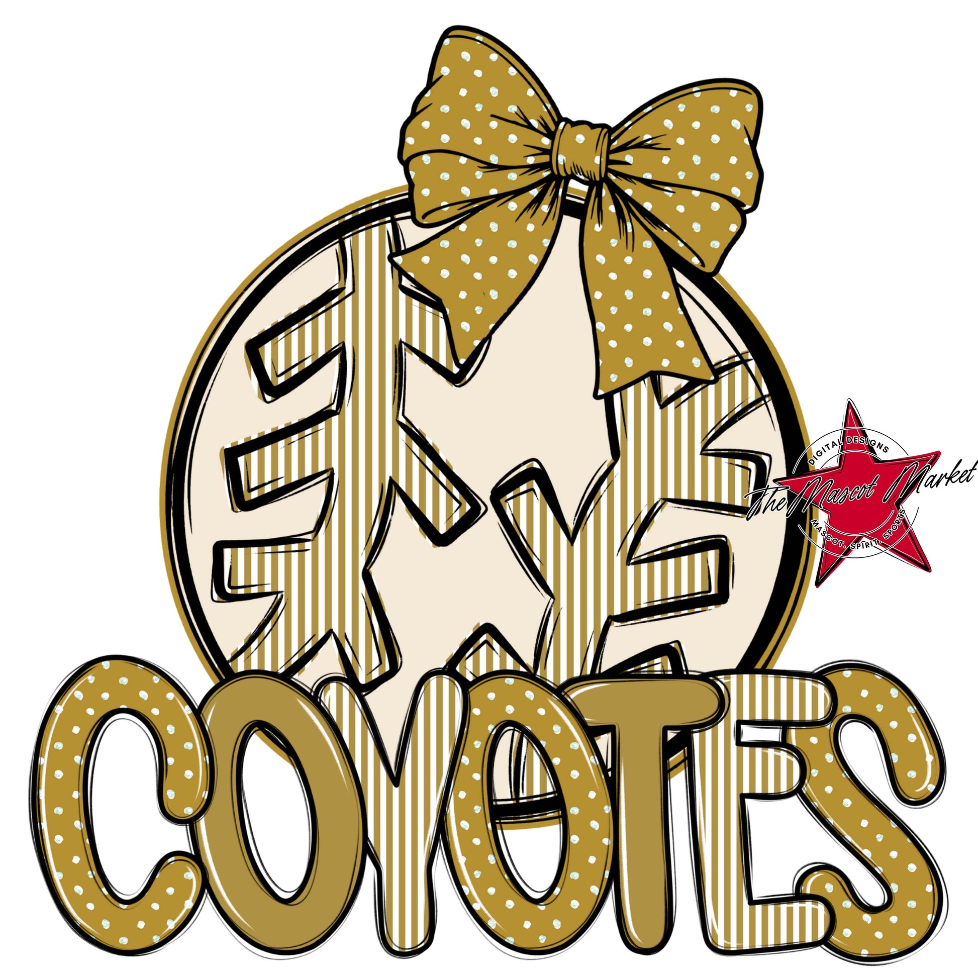 Coyotes Baseball-Softball Spirit Design-Gold
