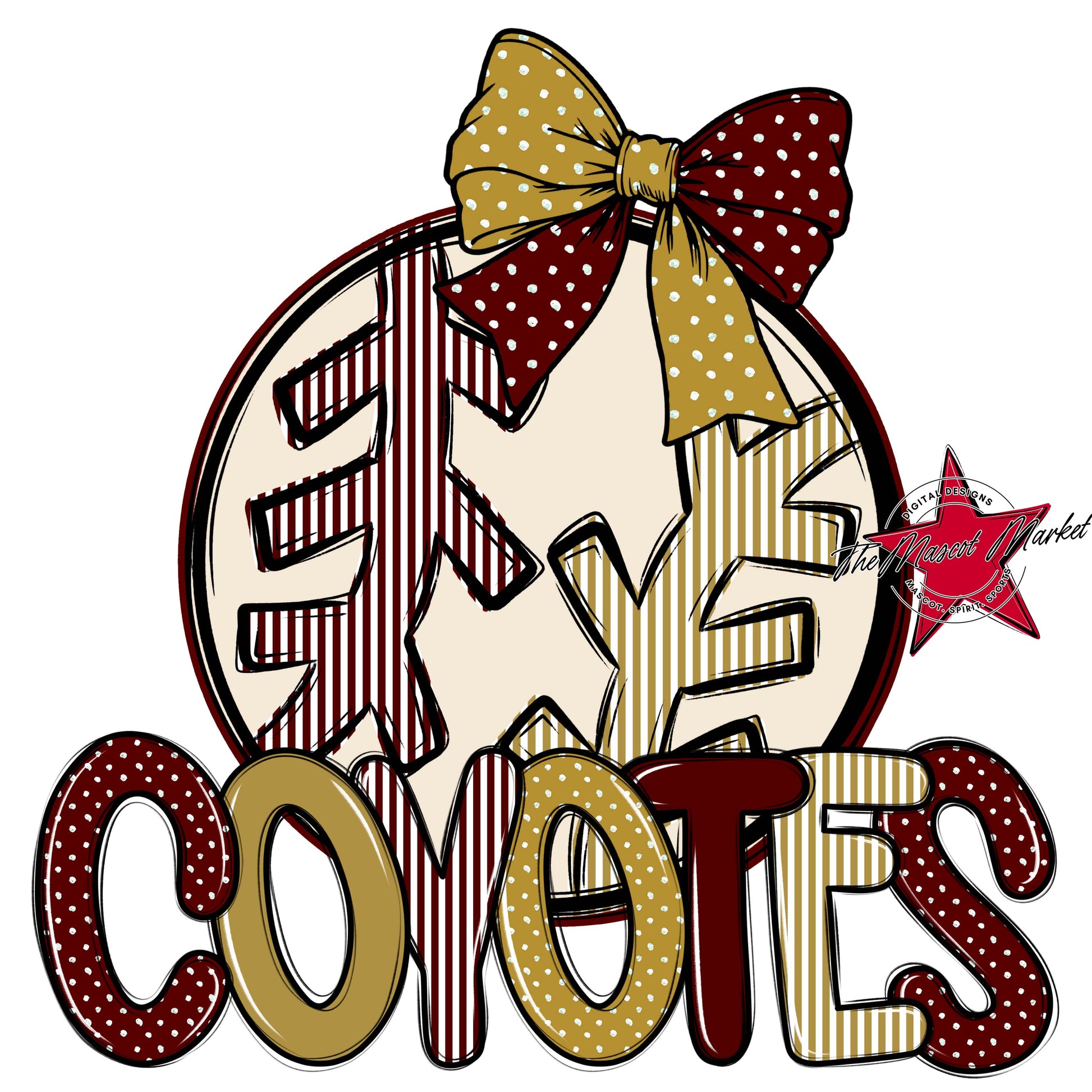 Coyotes Baseball-Softball Spirit Design-Maroon & Gold