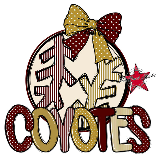 Coyotes Baseball-Softball Spirit Design-Maroon & Gold