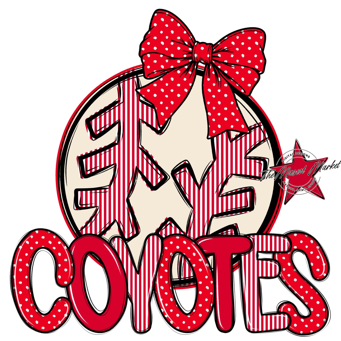 Coyotes Baseball-Softball Spirit Design-Red