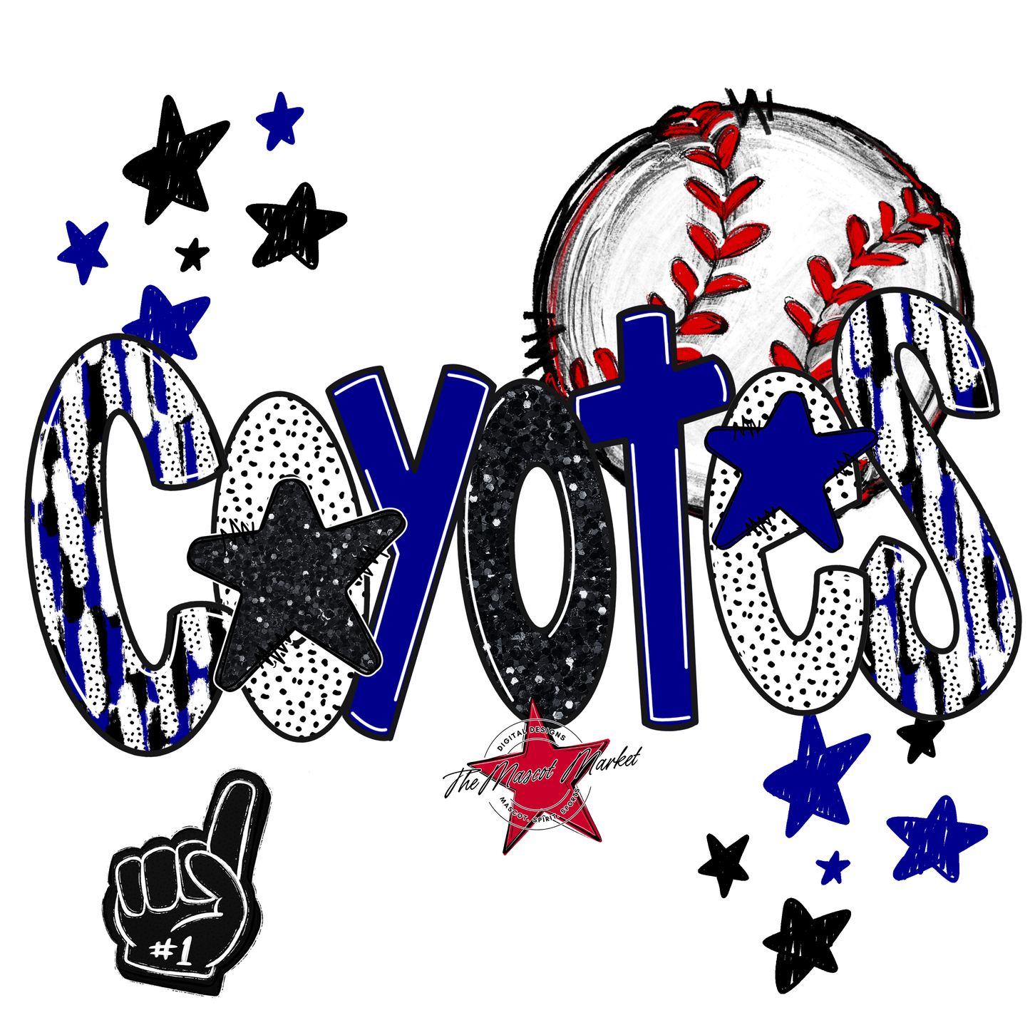 Coyotes Baseball Scrape-Blue