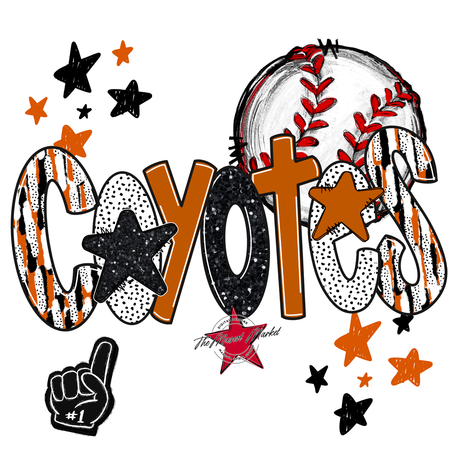 Coyotes Baseball Scrape-Burnt Orange