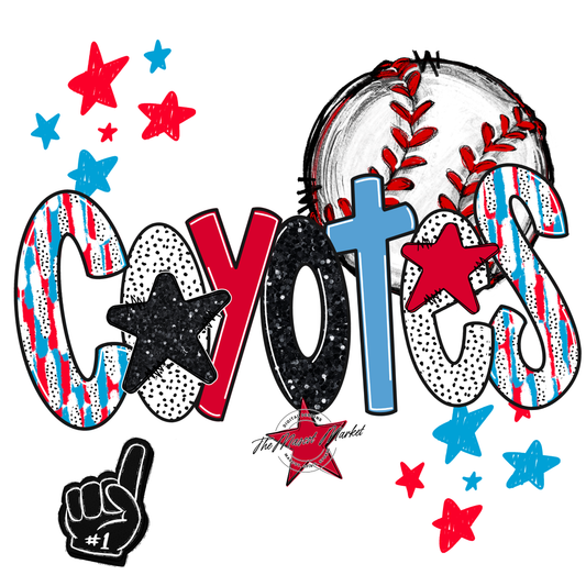 Coyotes Baseball Scrape-Carolina Blue-Red