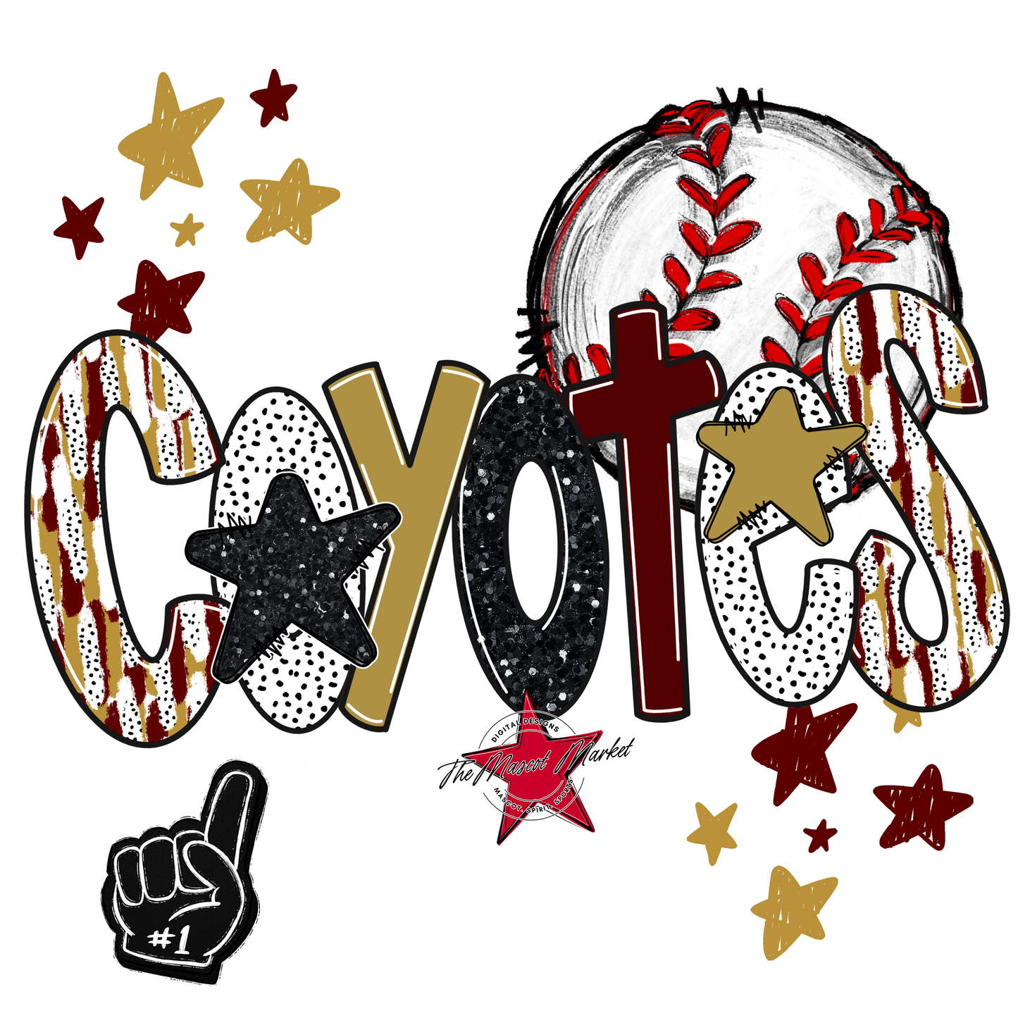 Coyotes Baseball Scrape-Maroon-Gold