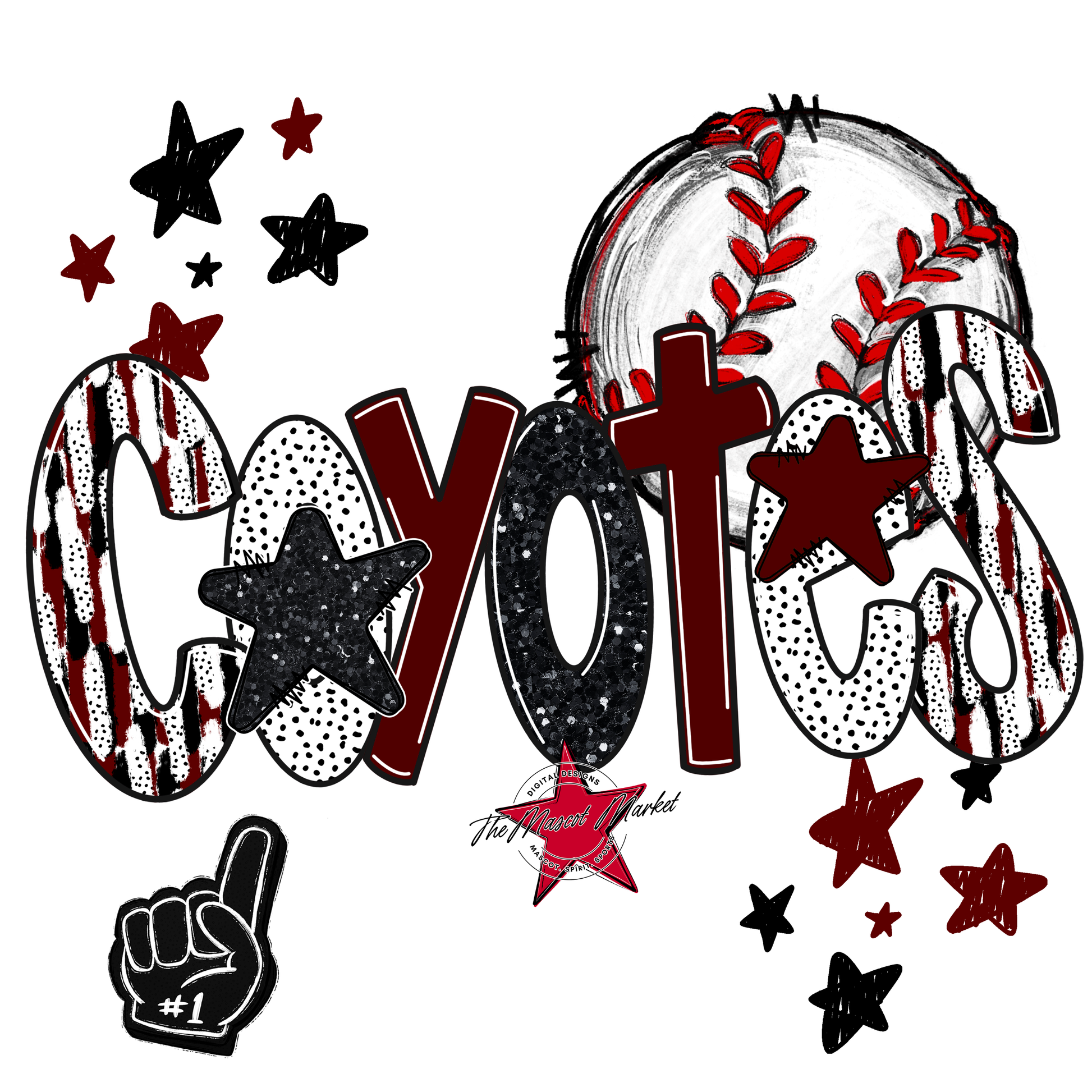 Coyotes Baseball Scrape-Maroon