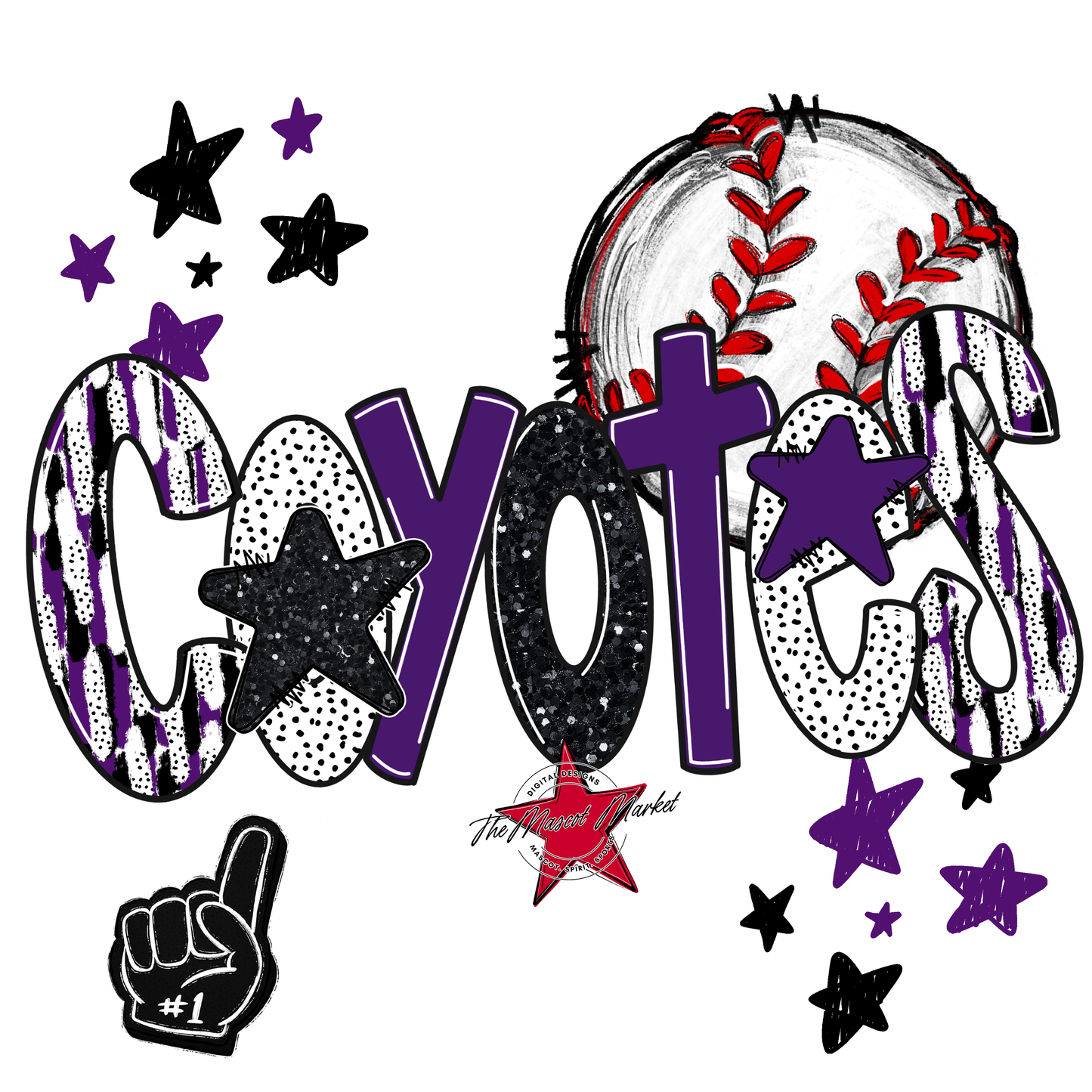 Coyotes Baseball Scrape-Purple