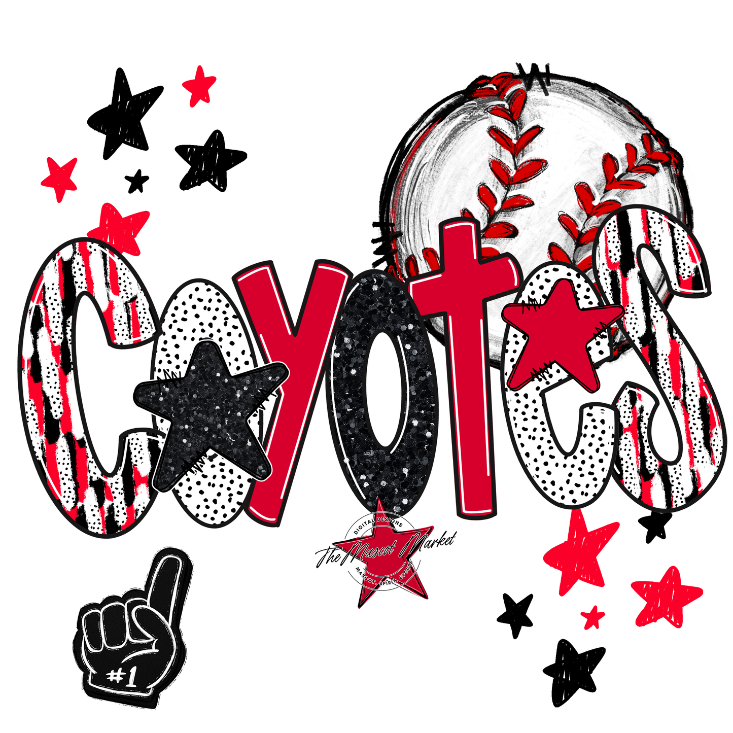 Coyotes Baseball Scrape-Red