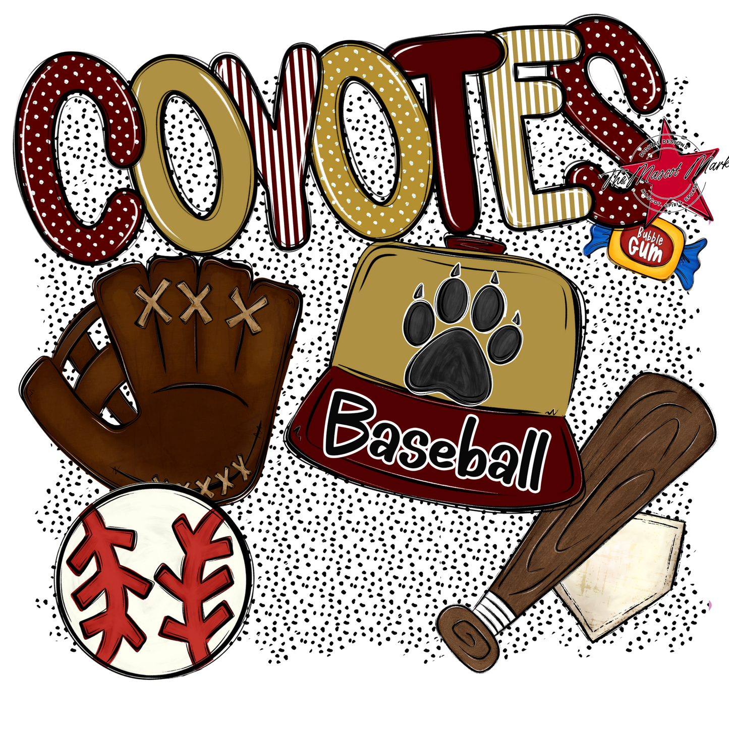 Coyotes Baseball Spirit-Maroon & Gold