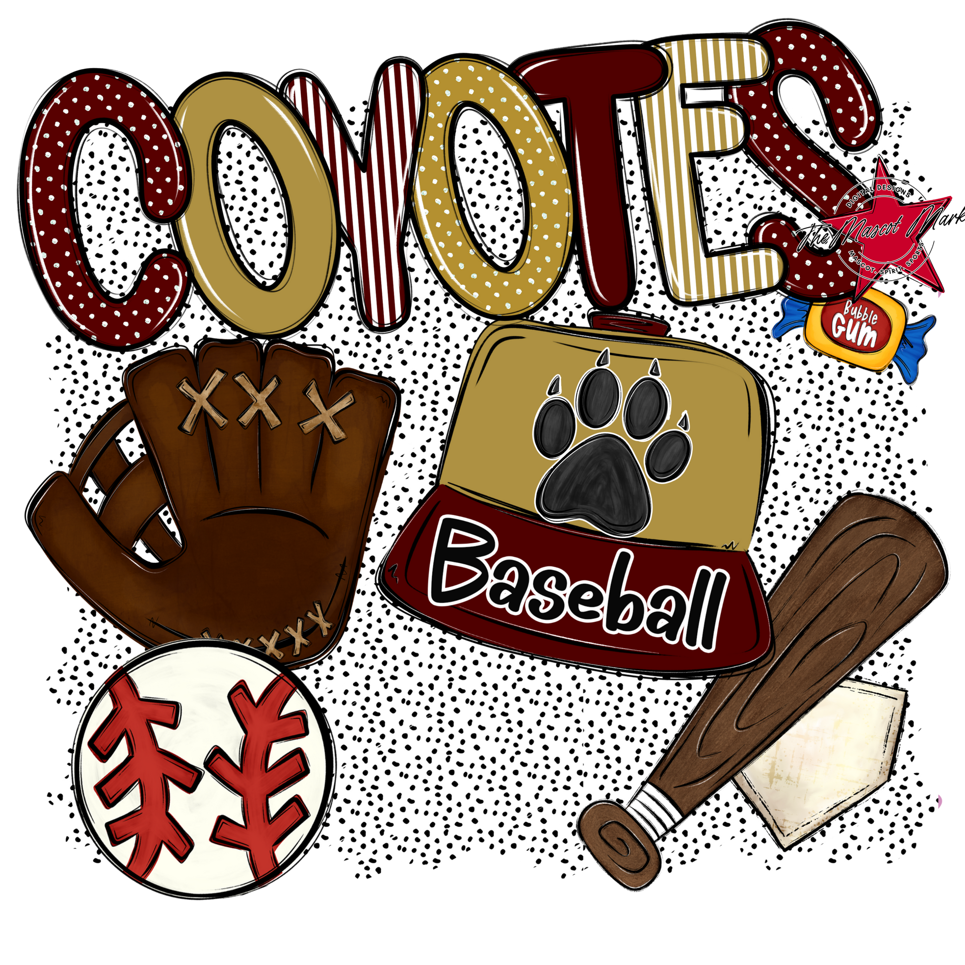 Coyotes Baseball Spirit-Maroon & Gold
