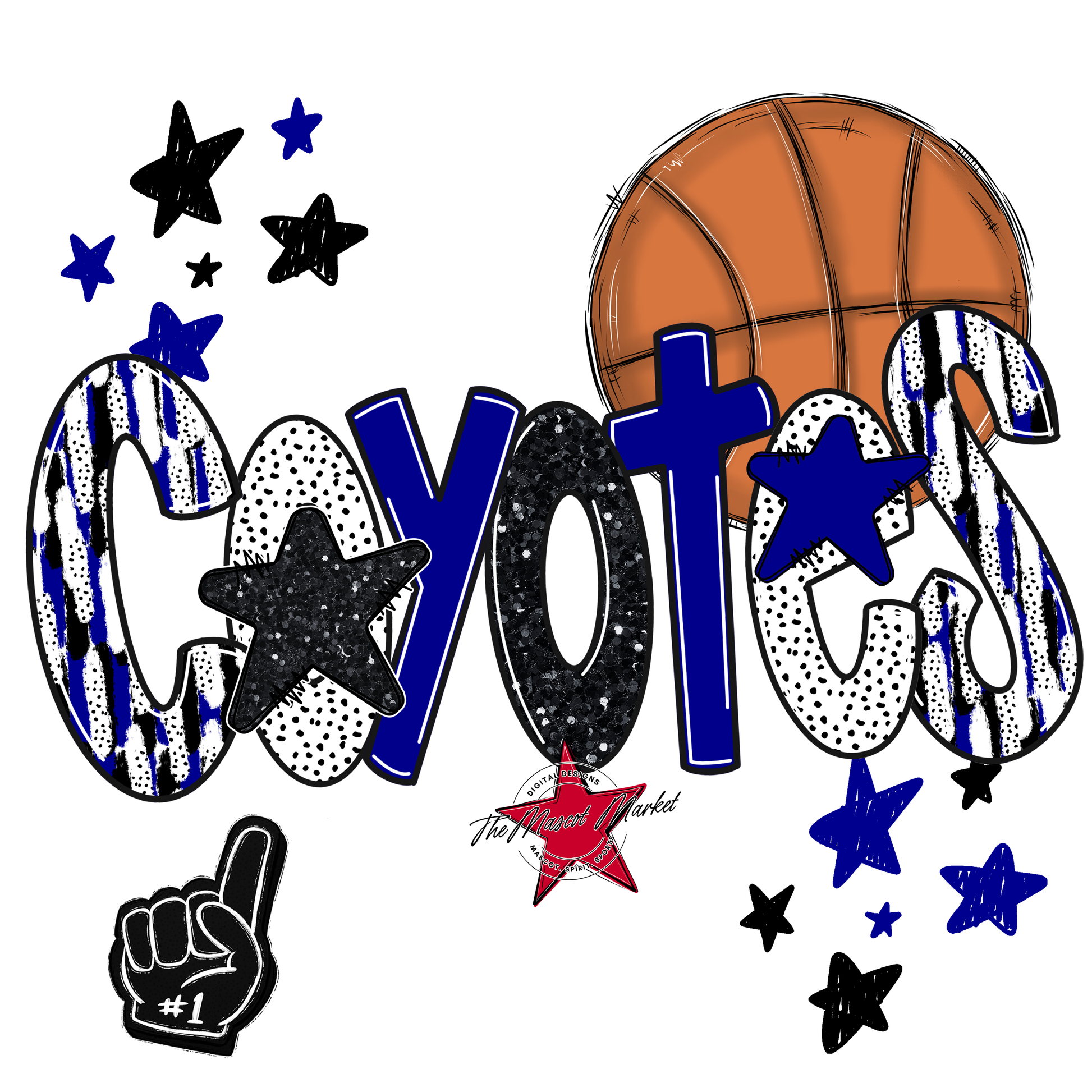 Coyotes Basketball Scrape-Blue