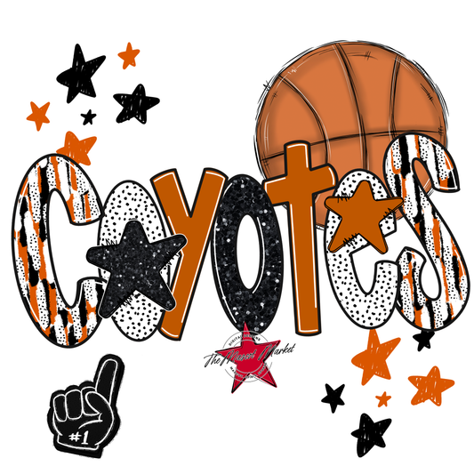 Coyotes Basketball Scrape-Burnt Orange