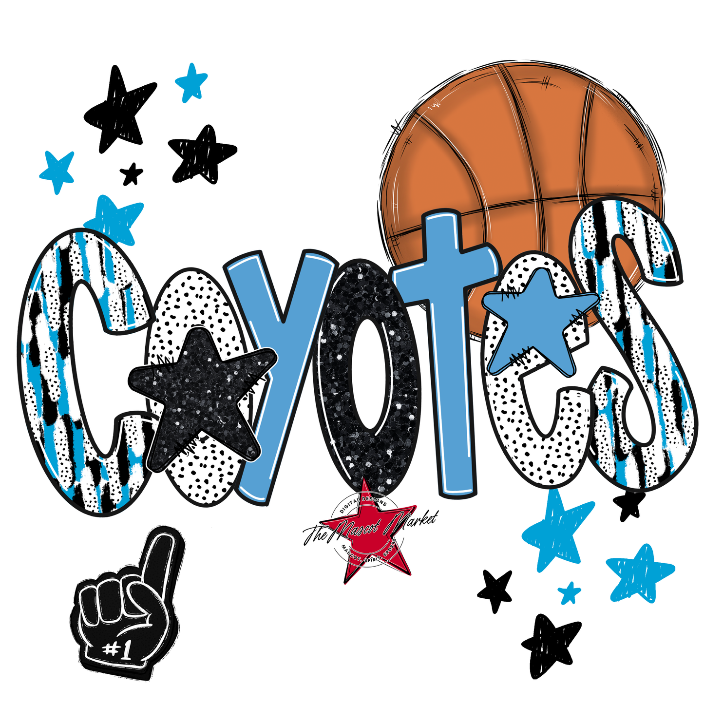 Coyotes Basketball Scrape-Carolina Blue