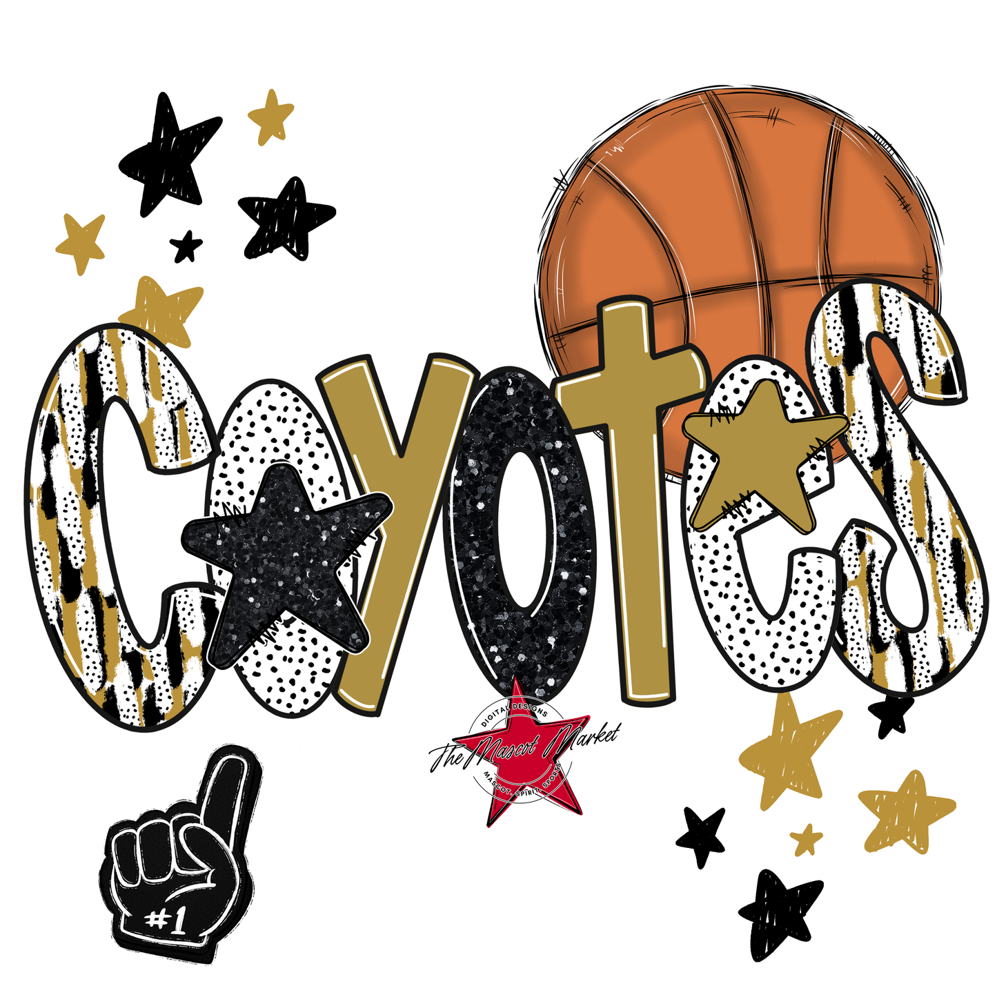 Coyotes Basketball Scrape-Gold