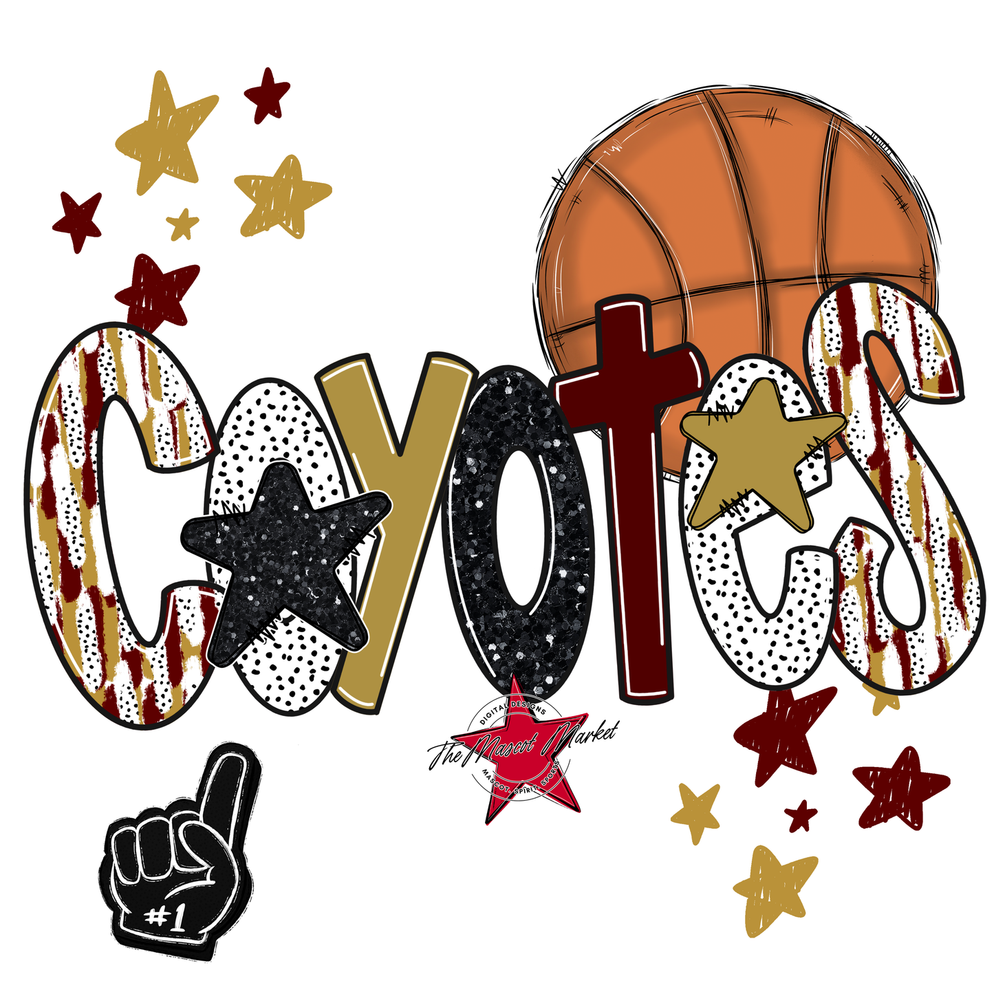 Coyotes Basketball Scrape-Maroon-Gold