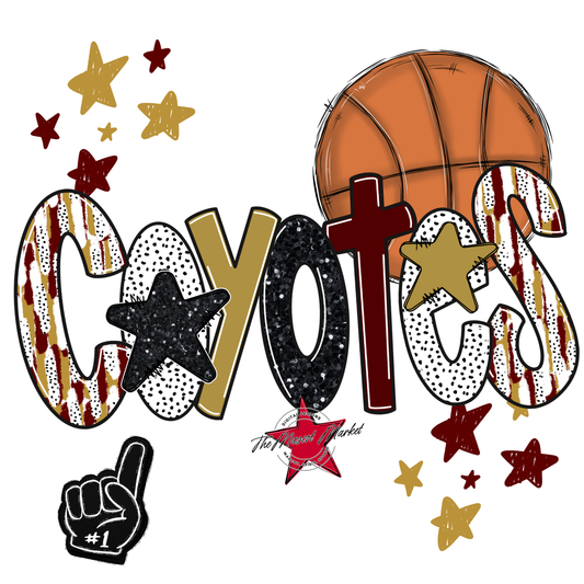 Coyotes Basketball Scrape-Maroon-Gold