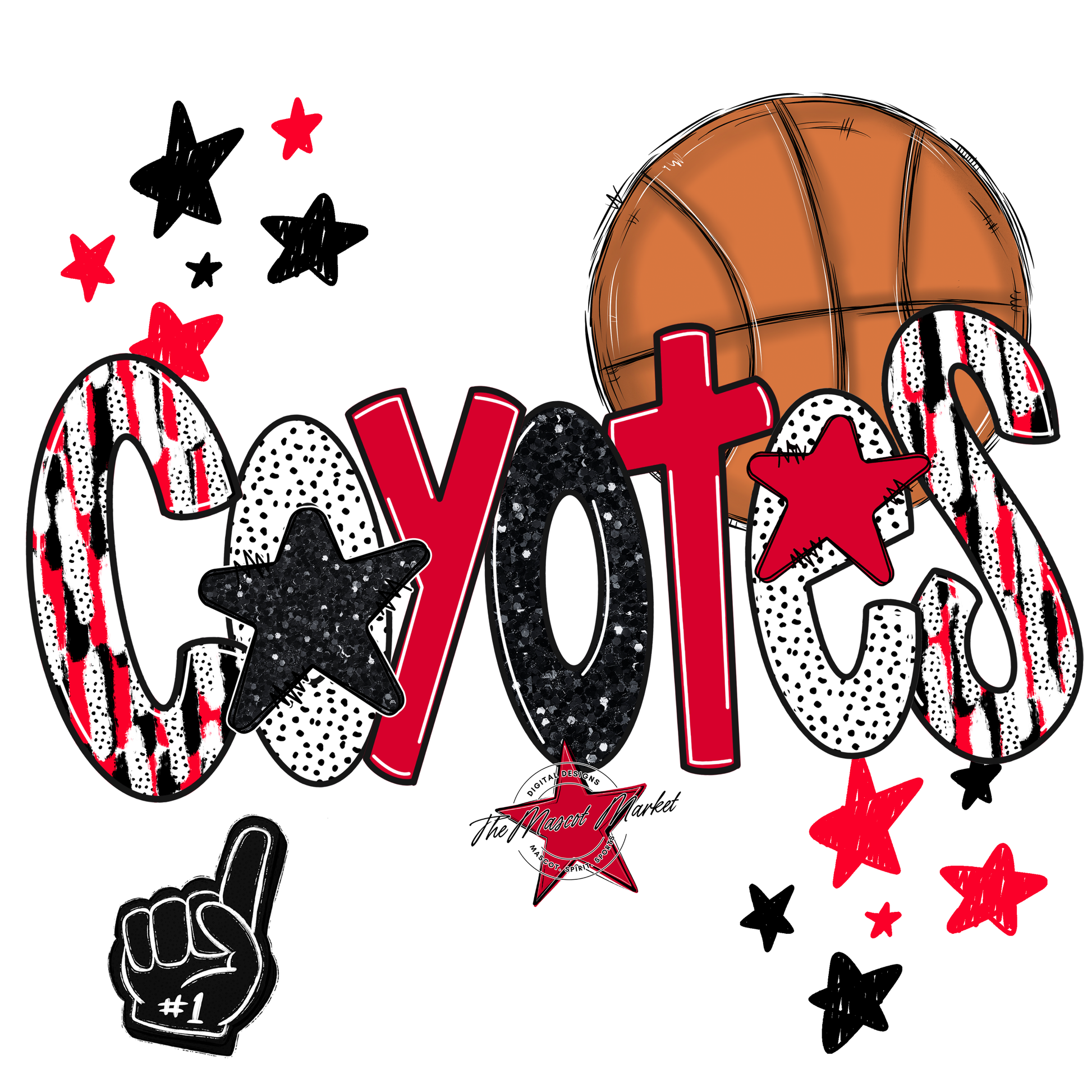 Coyotes Basketball Scrape-Red