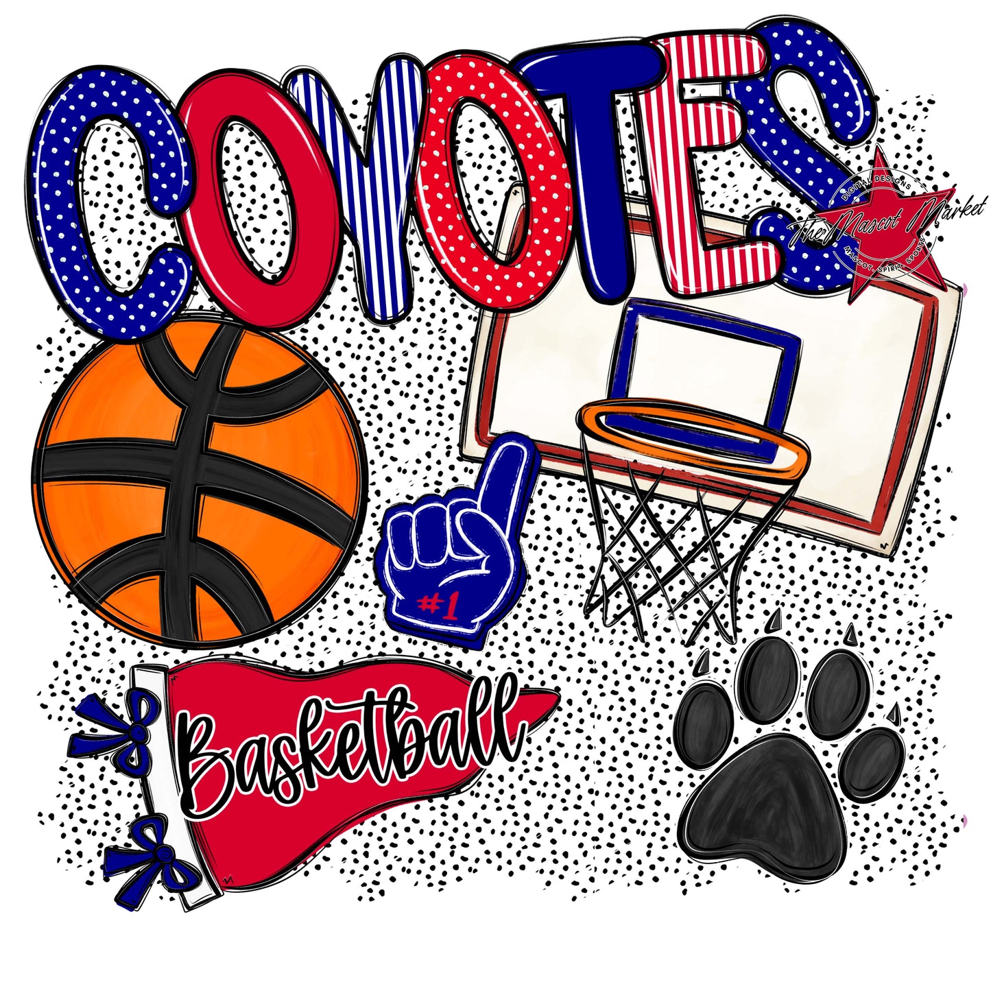Coyotes Basketball Spirit-Blue & Red