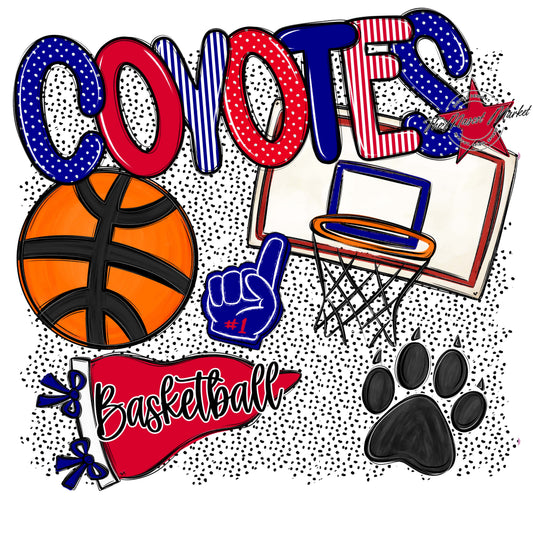 Coyotes Basketball Spirit-Blue & Red