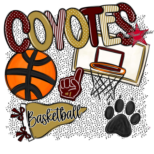 Coyotes Basketball Spirit-Maroon & Gold