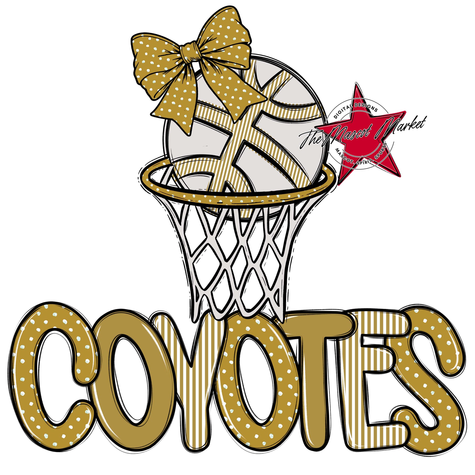 Coyotes Basketball Spirit Design-Gold