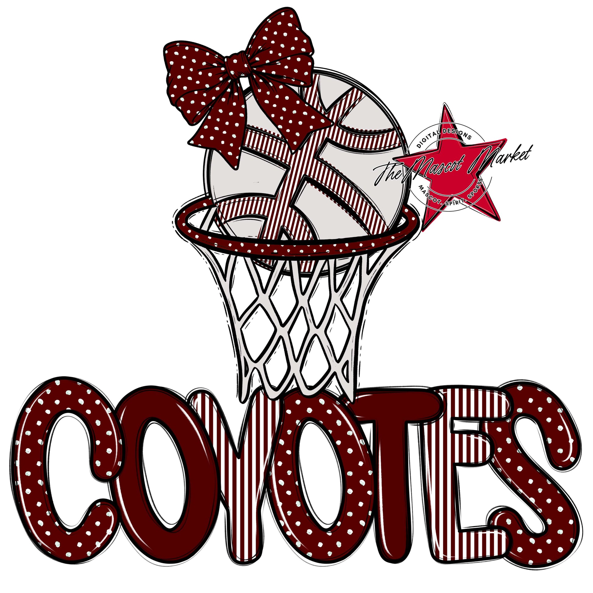 Coyotes Basketball Spirit Design-Maroon