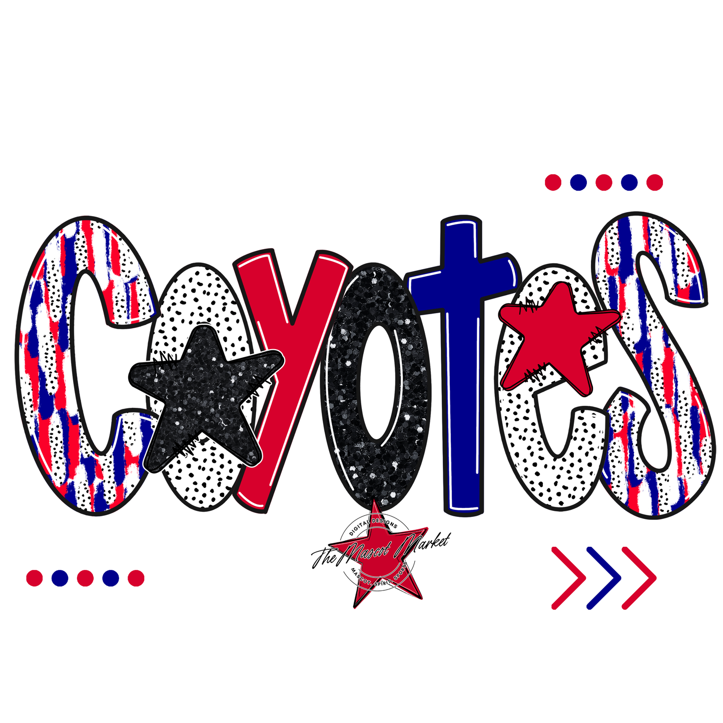 Coyotes Brushstroke Alpha w Arrows-Blue-Red