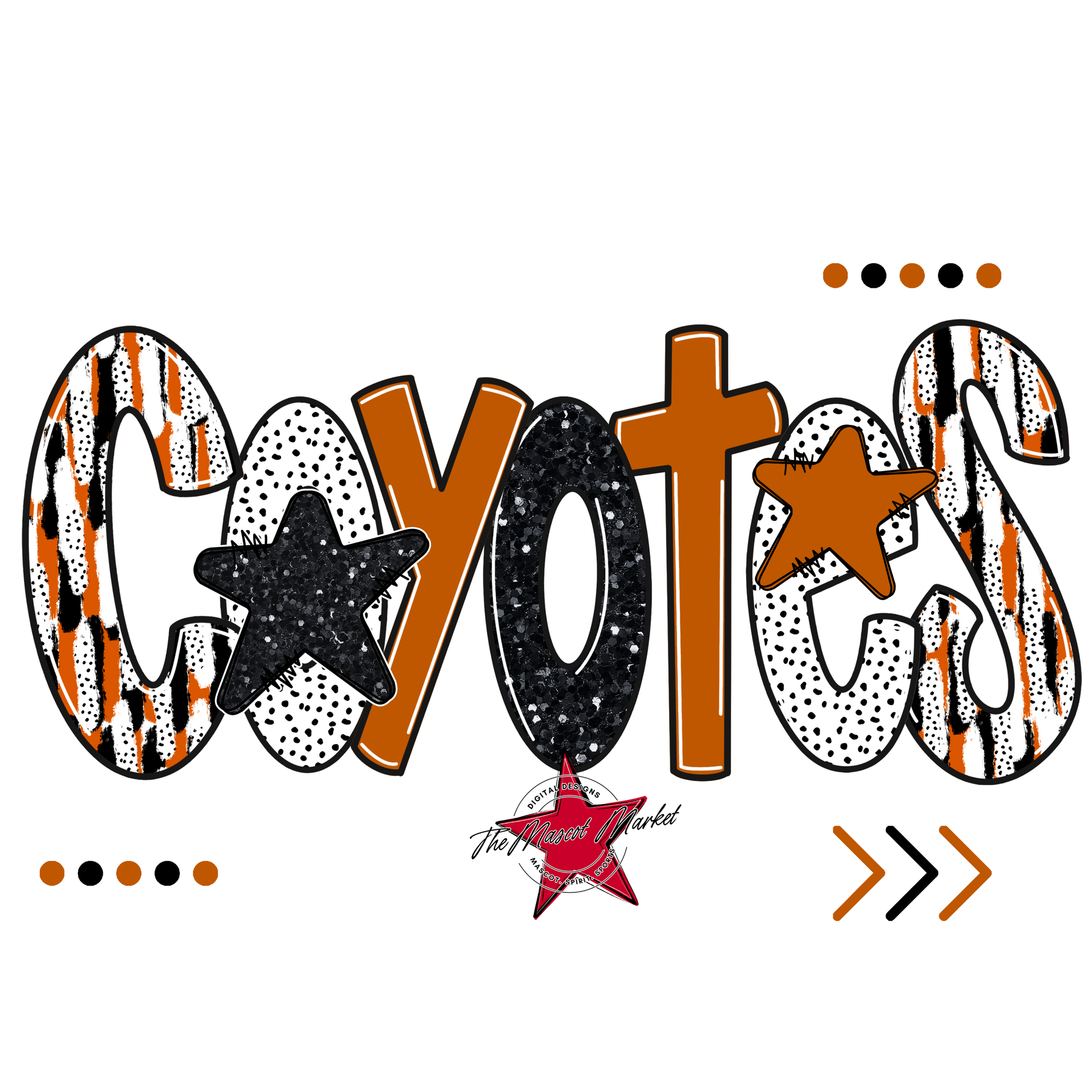 Coyotes Brushstroke Alpha w Arrows-Burnt Orange