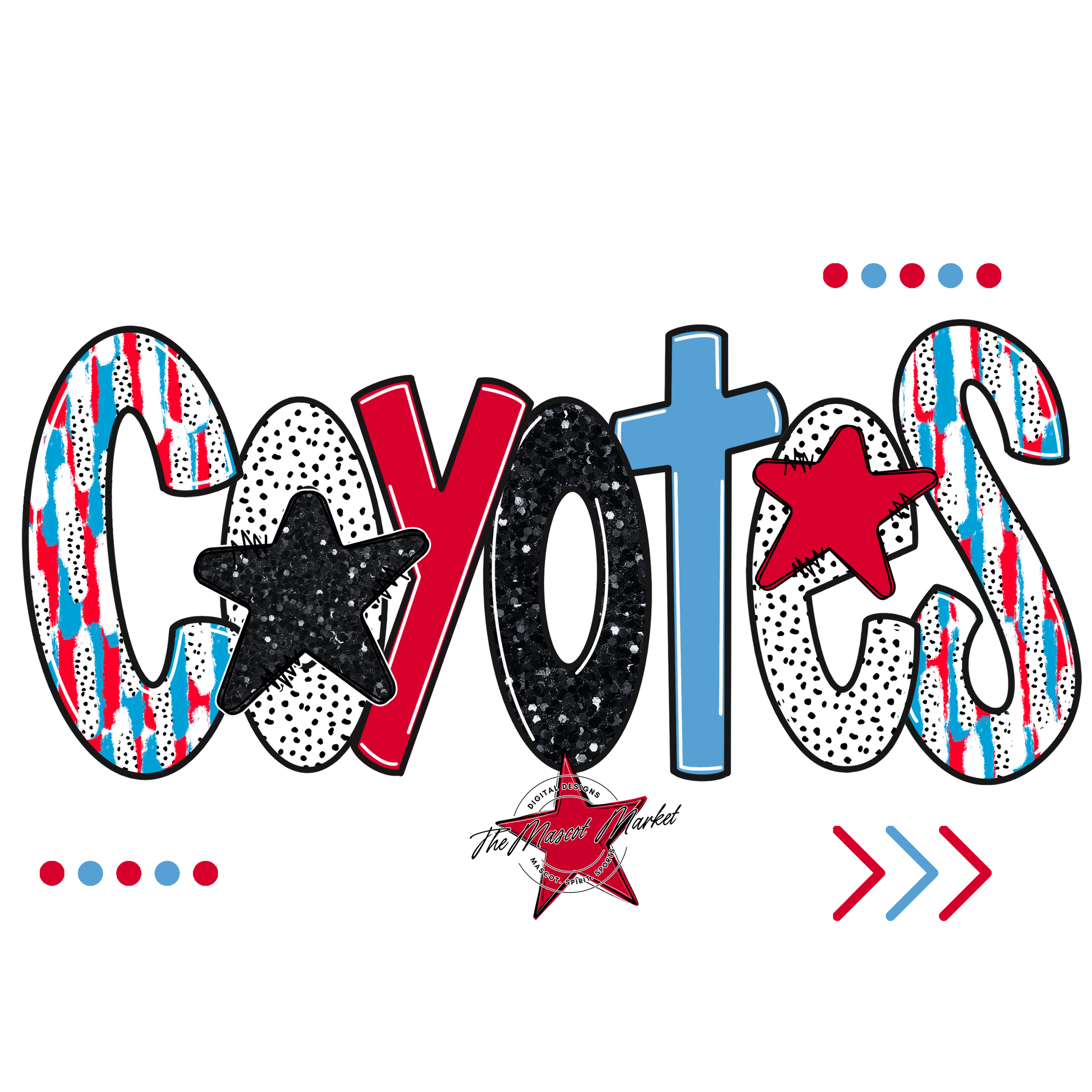 Coyotes Brushstroke Alpha w Arrows-Carolina Blue-Red