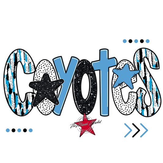 Coyotes Brushstroke Alpha w Arrows-Carolina Blue