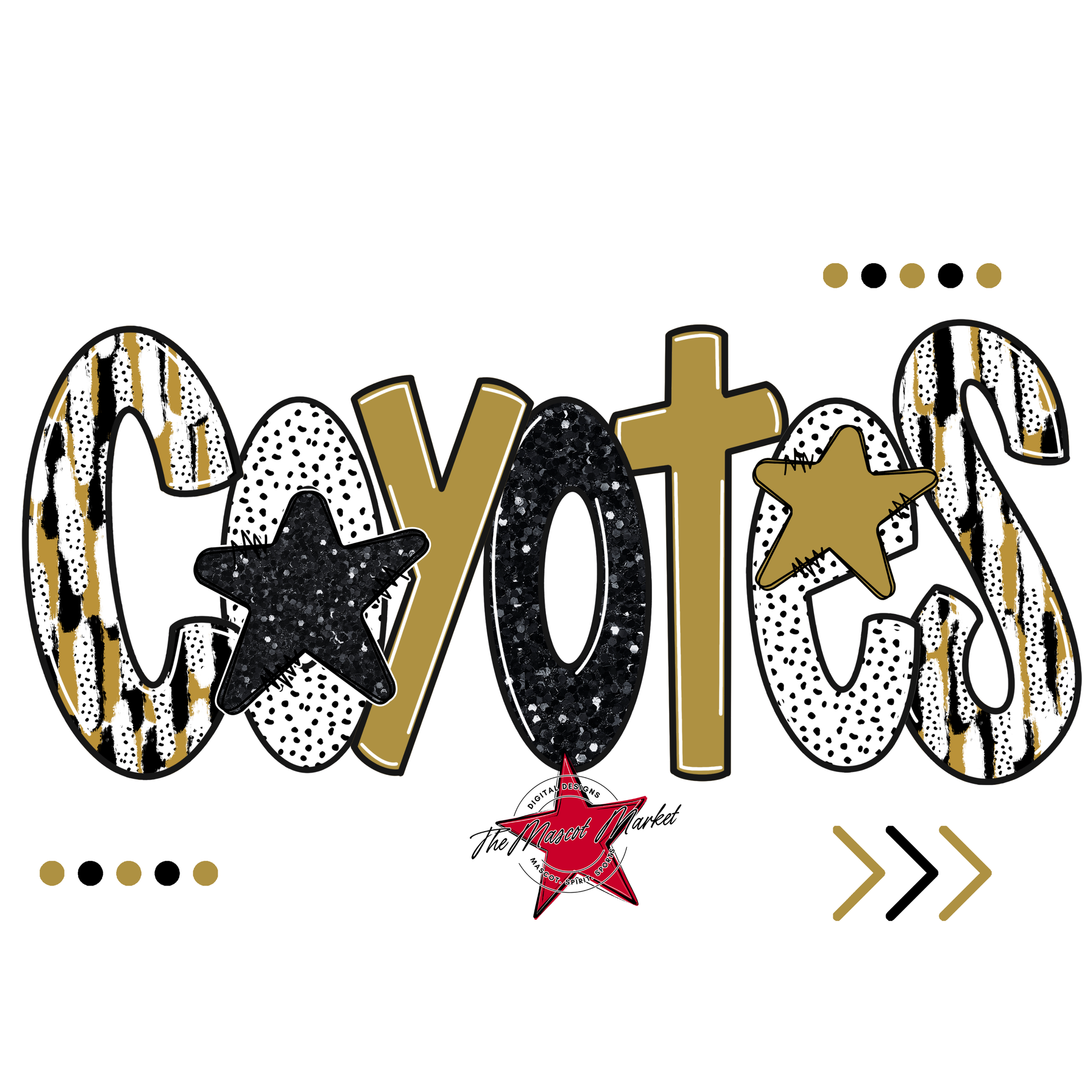 Coyotes Brushstroke Alpha w Arrows-Gold