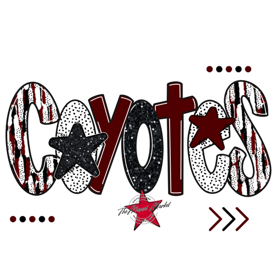 Coyotes Brushstroke Alpha w Arrows-Maroon