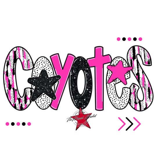 Coyotes Brushstroke Alpha w Arrows-Pink