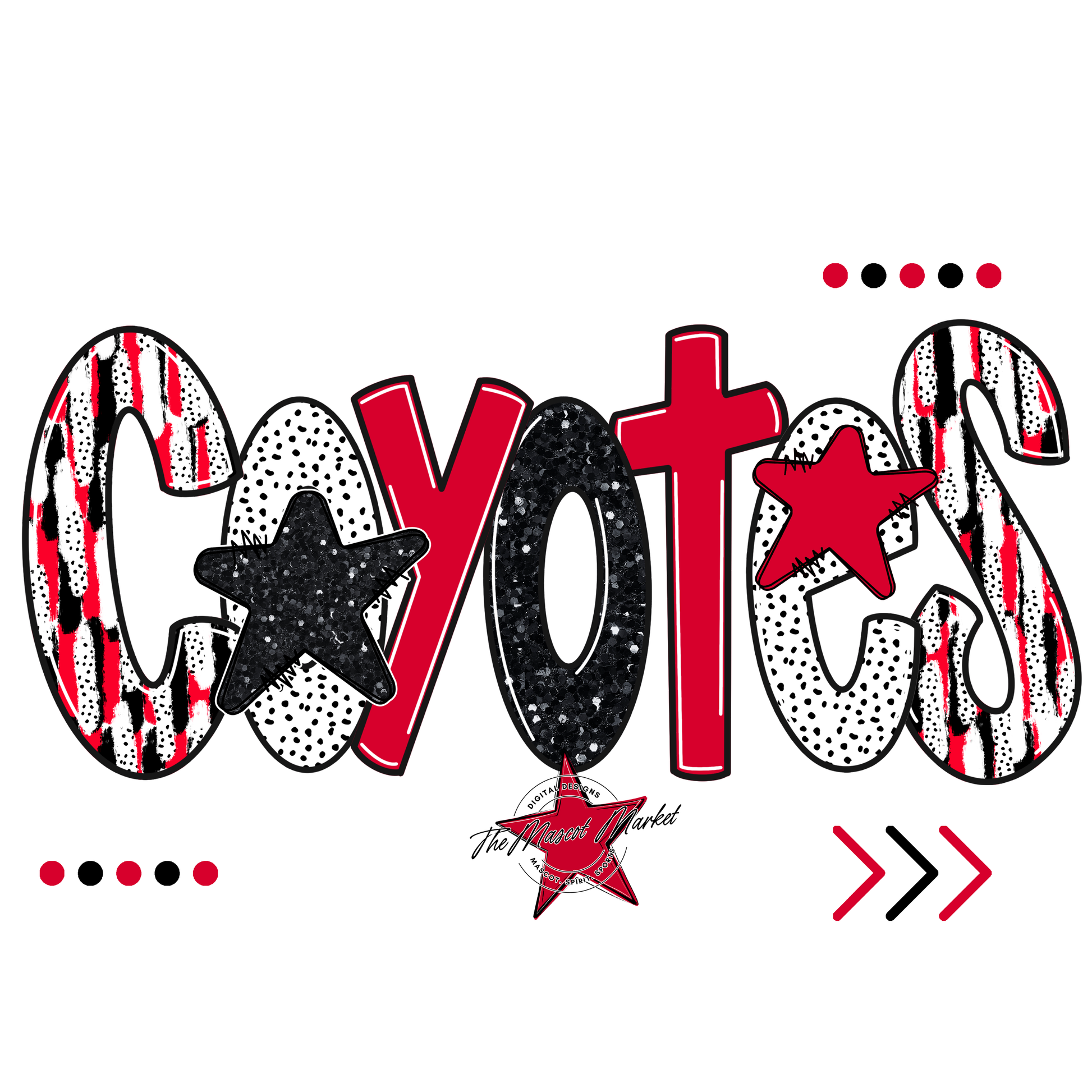 Coyotes Brushstroke Alpha w Arrows-Red