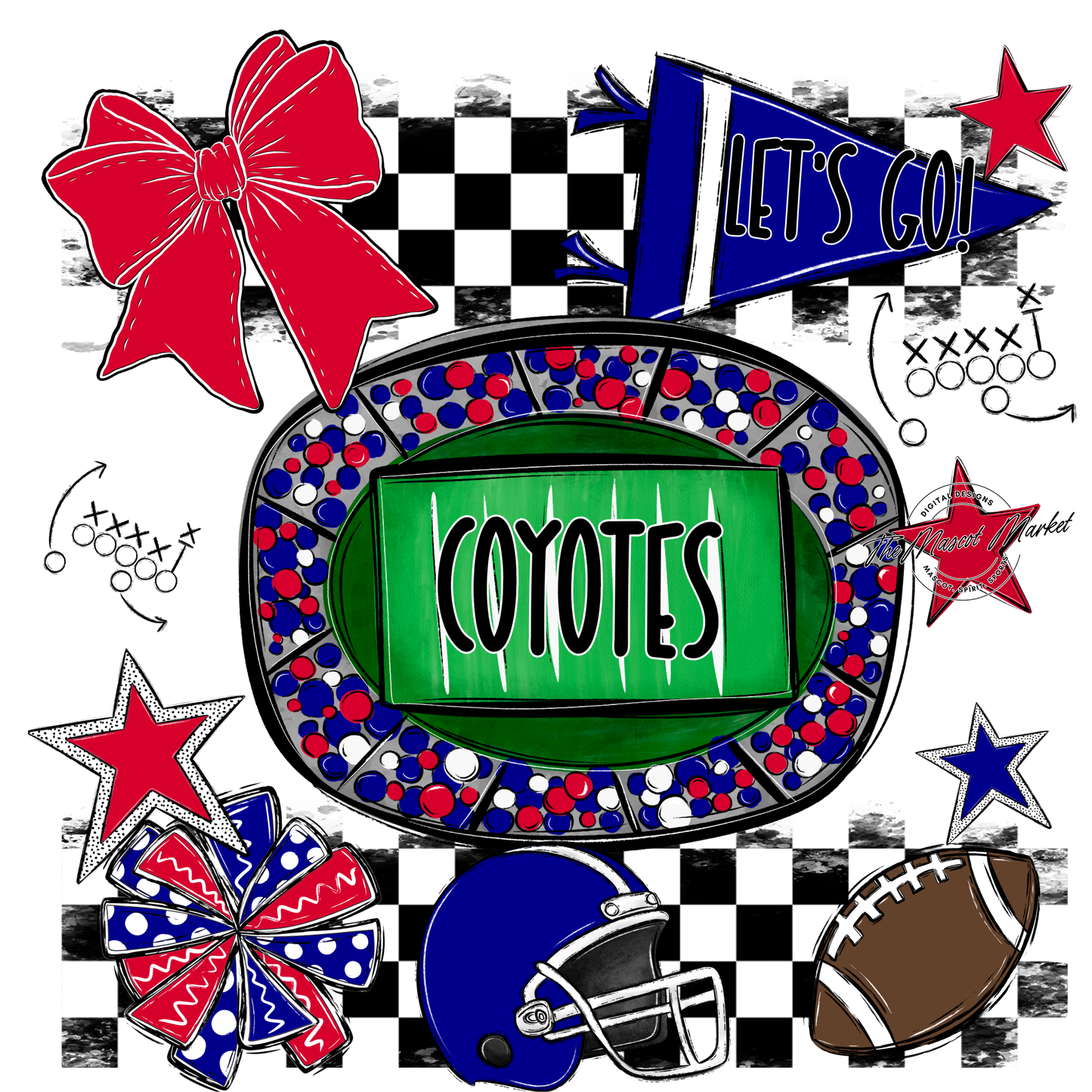 Coyotes Checkers Spirit Design-Blue-Red