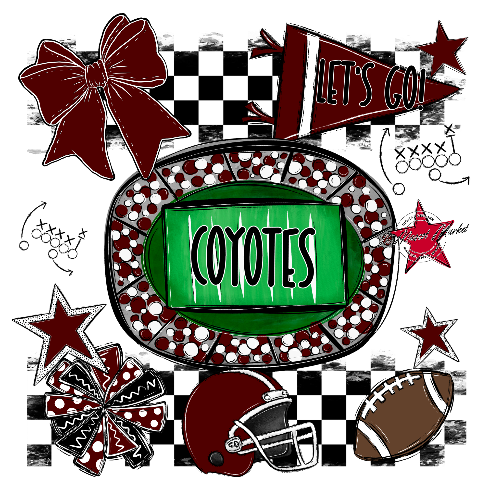 Coyotes Checkers Spirit Design-Maroon
