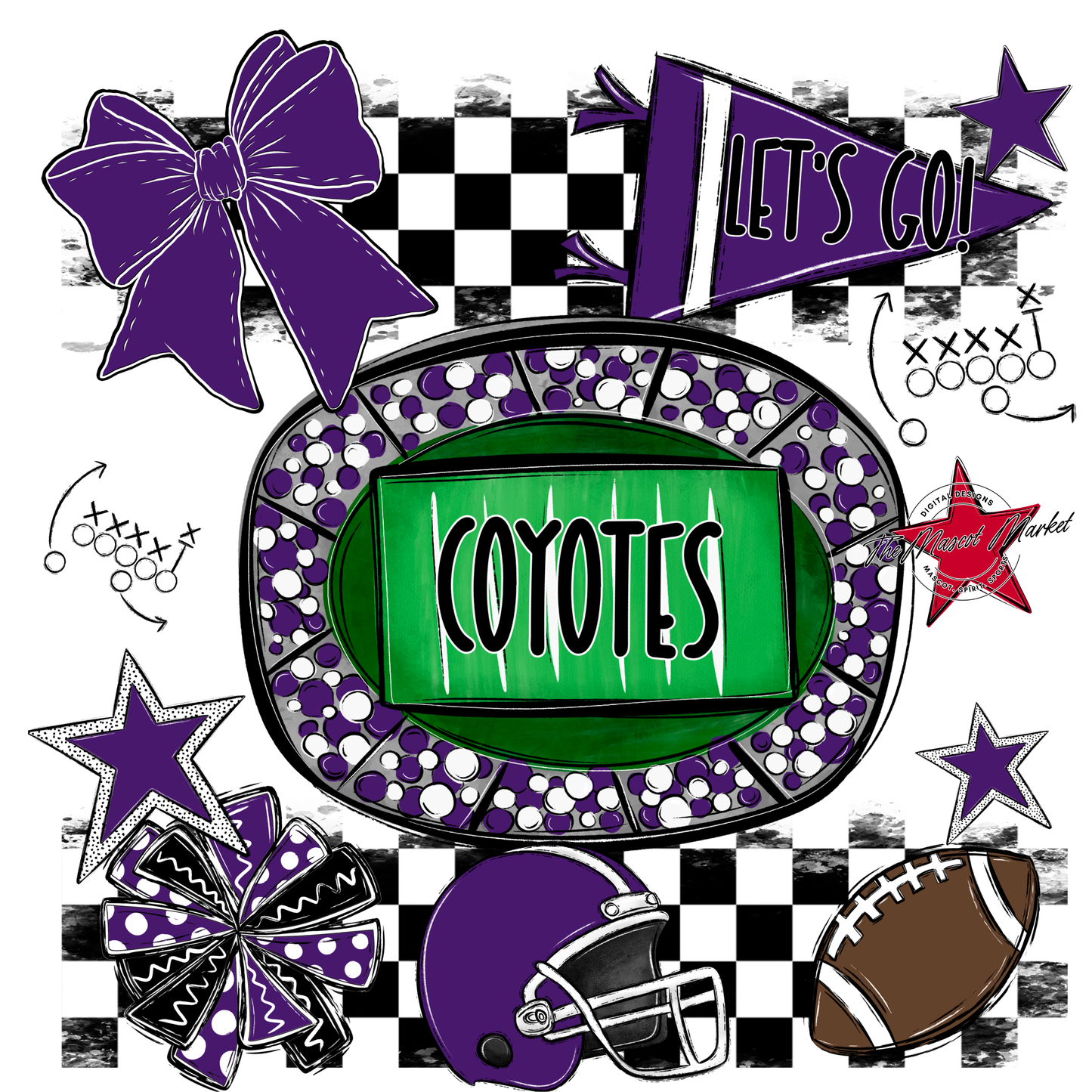Coyotes Checkers Spirit Design-Purple