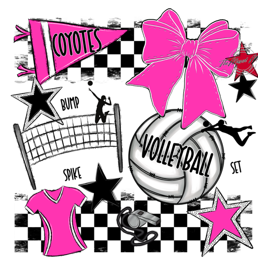 Coyotes Checkers Volleyball Spirit Design-Pink