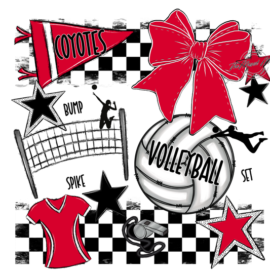 Coyotes Checkers Volleyball Spirit Design-Red