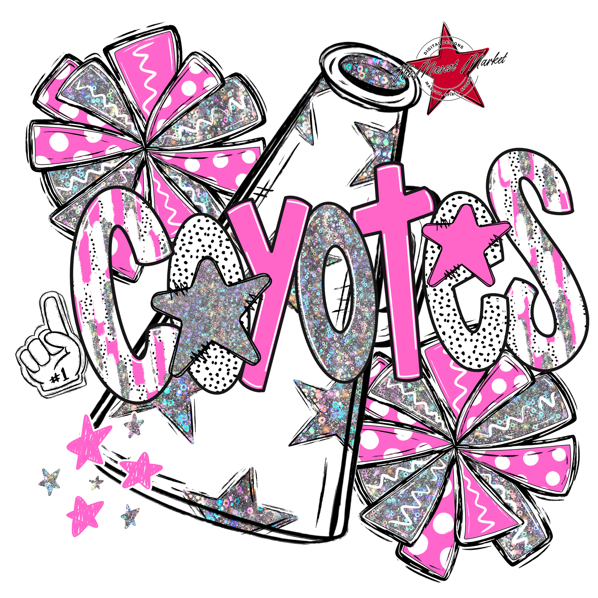 Coyotes Cheer Megaphone Scrape-Baby Pink