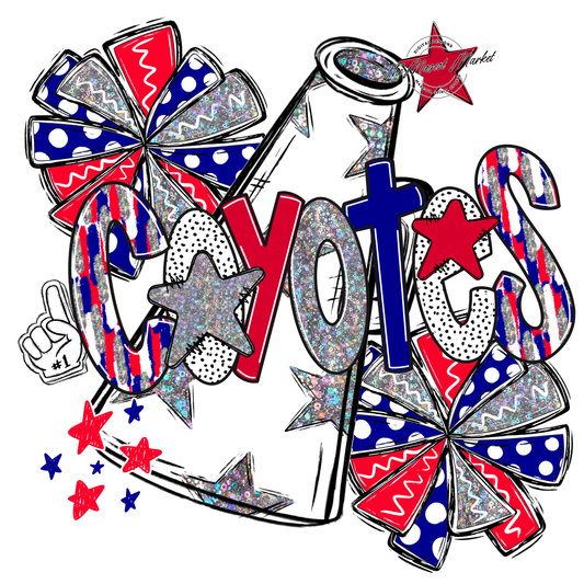 Coyotes Cheer Megaphone Scrape-Blue-Red