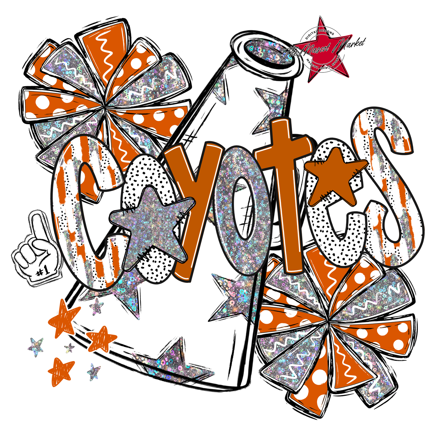 Coyotes Cheer Megaphone Scrape-Burnt Orange