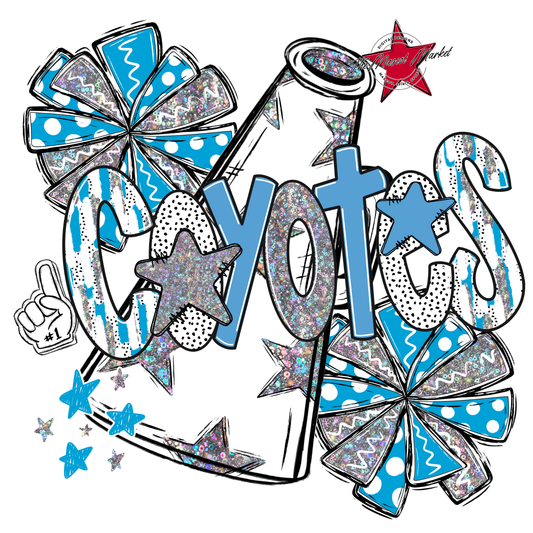 Coyotes Cheer Megaphone Scrape-Carolina Blue