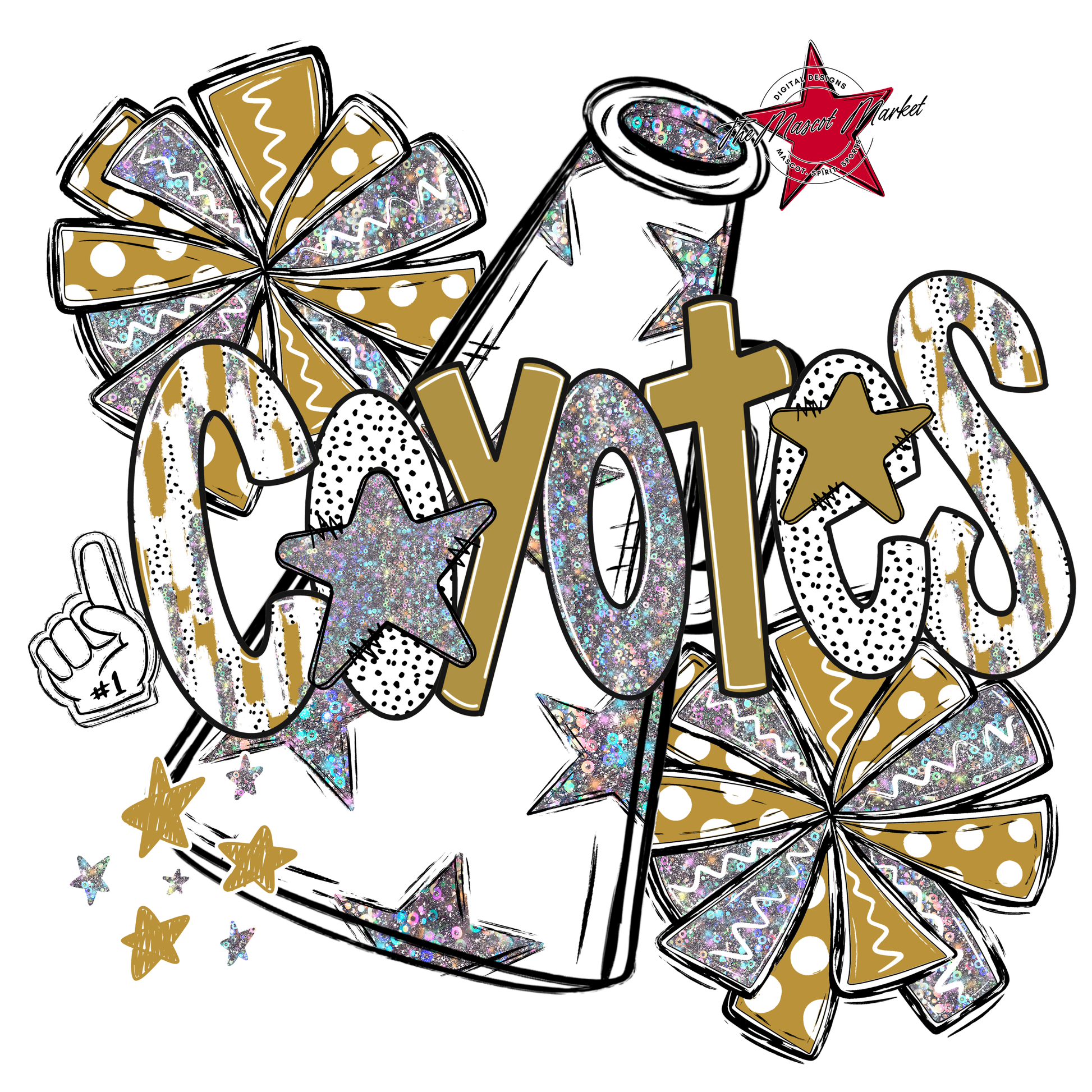 Coyotes Cheer Megaphone Scrape-Gold
