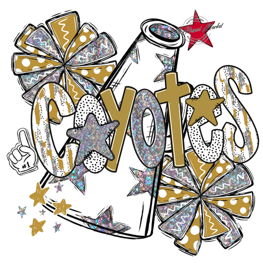 Coyotes Cheer Megaphone Scrape-Gold