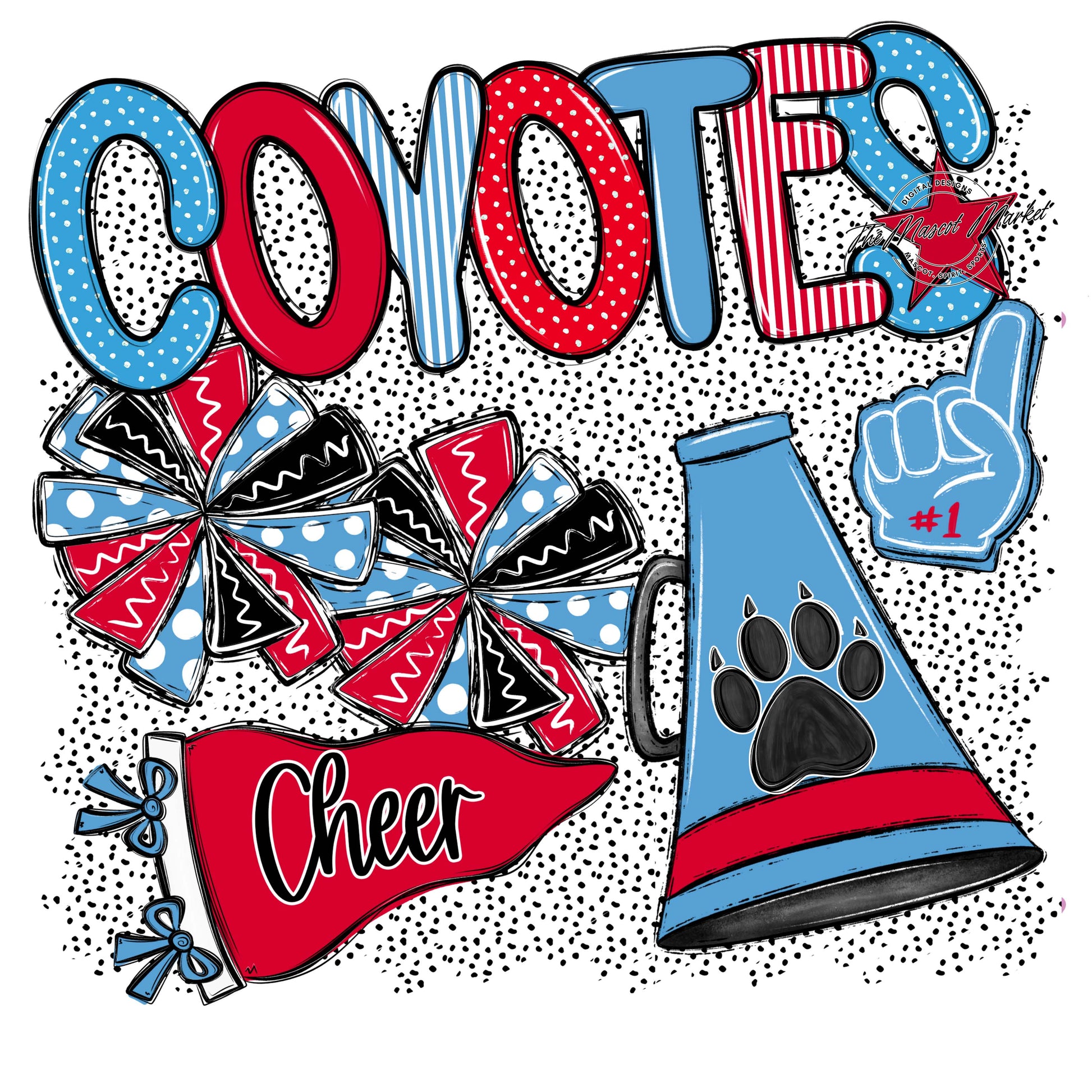 Coyotes Cheer Spirit-Carolina Blue & Red