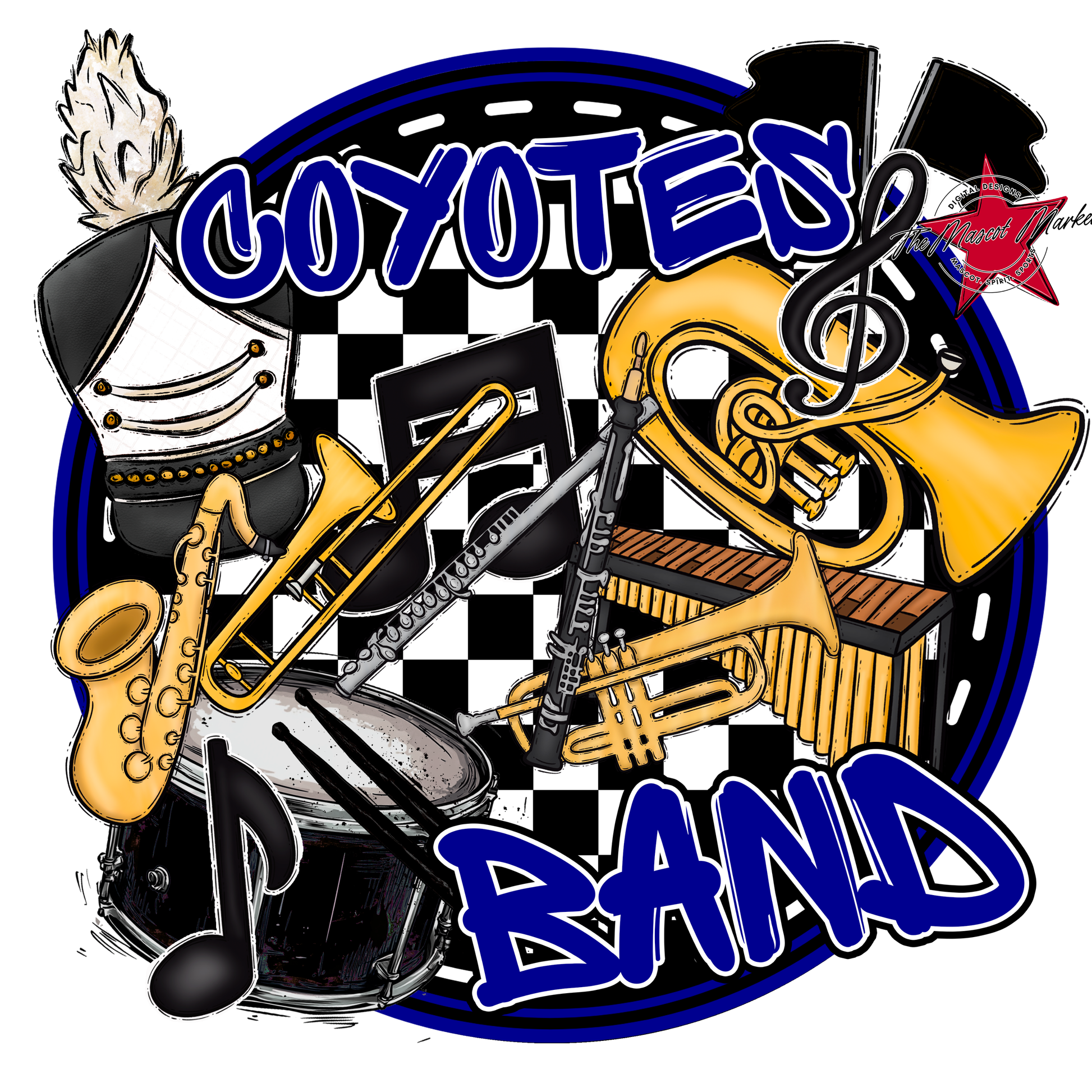Coyotes Circle Band Design-Blue