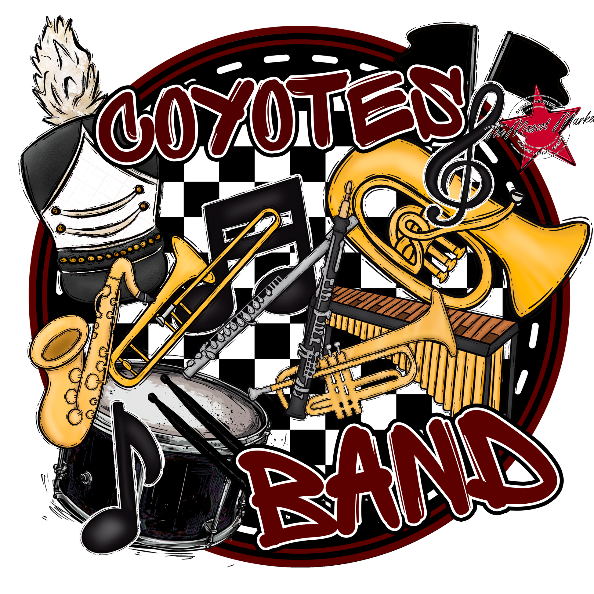 Coyotes Circle Band Design-Maroon