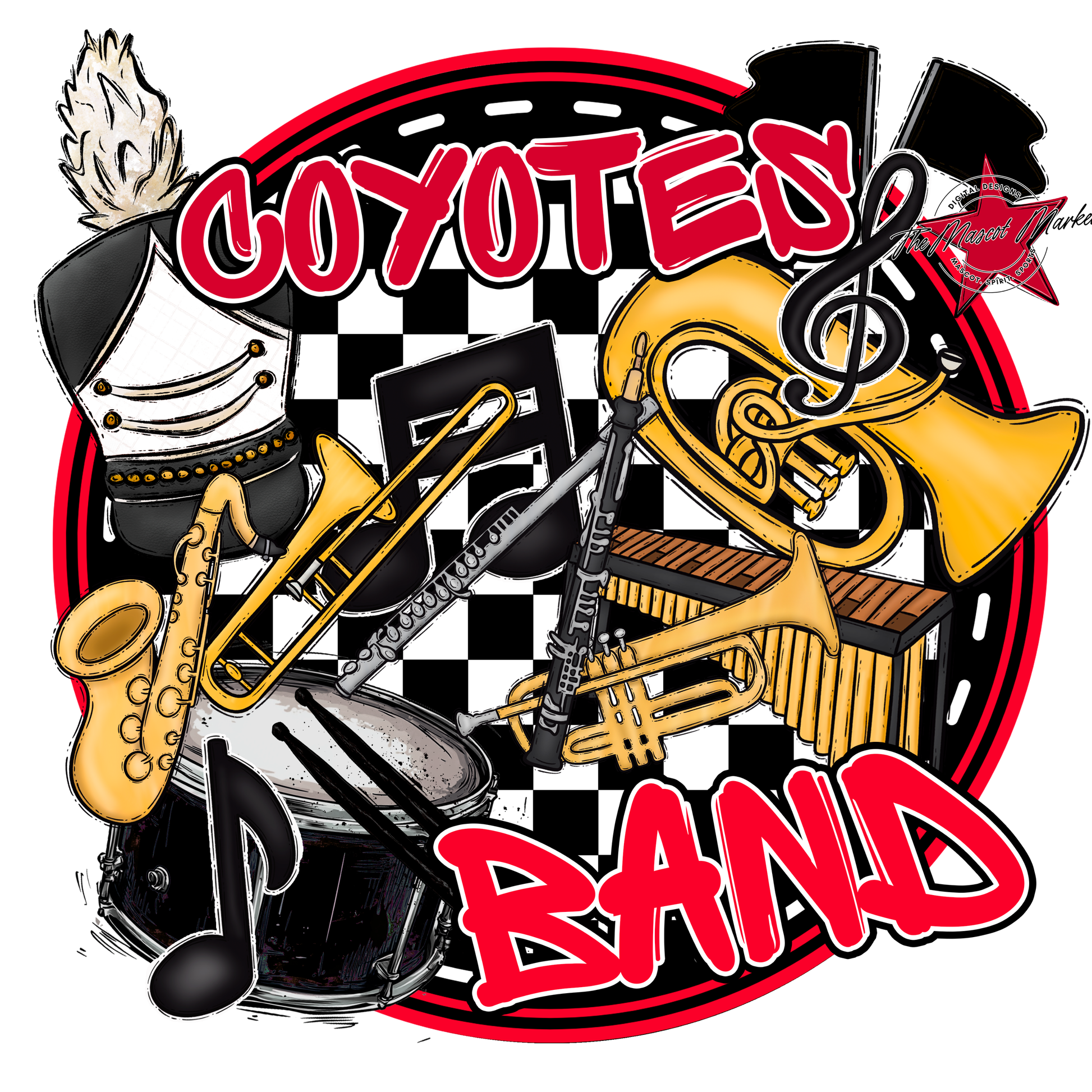 Coyotes Circle Band Design-Red