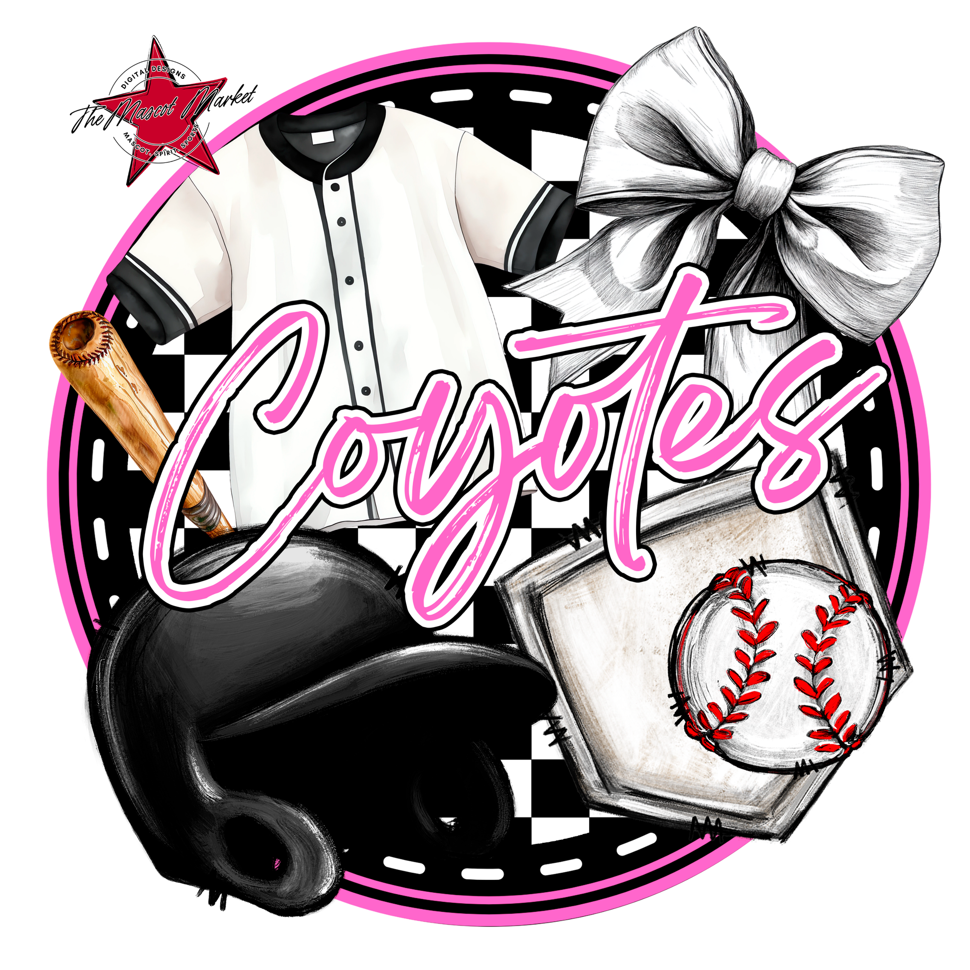 Coyotes Circle Baseball Design-Baby Pink